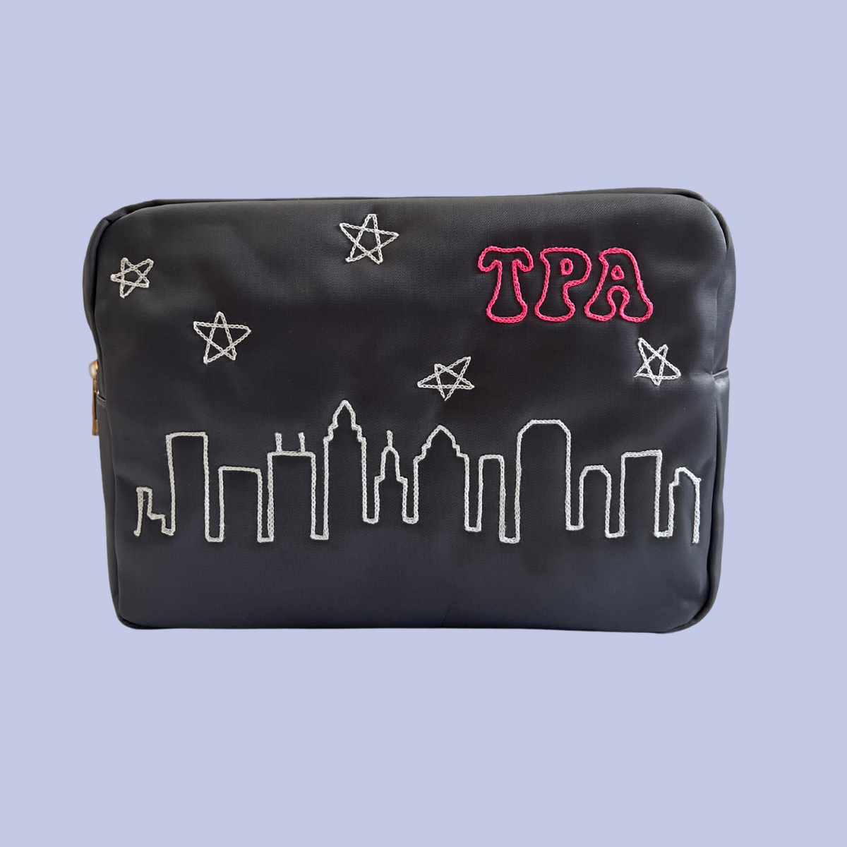 Large TPA Skyline Embroidered Pouch - Slate Grey