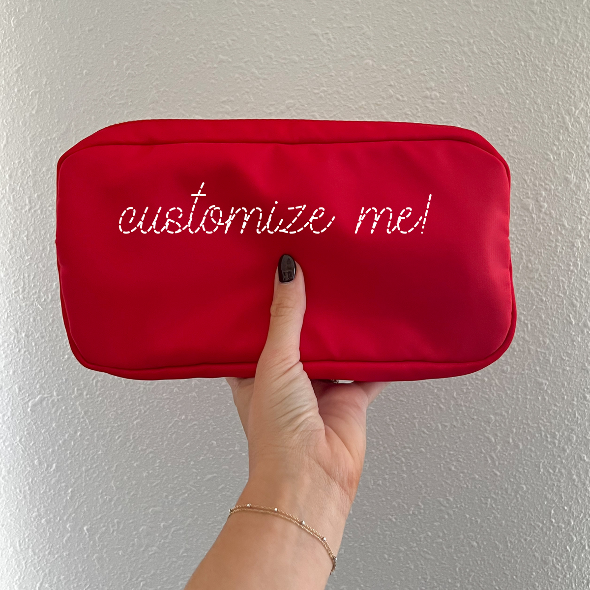Custom Embroidered Medium Pouch - Red